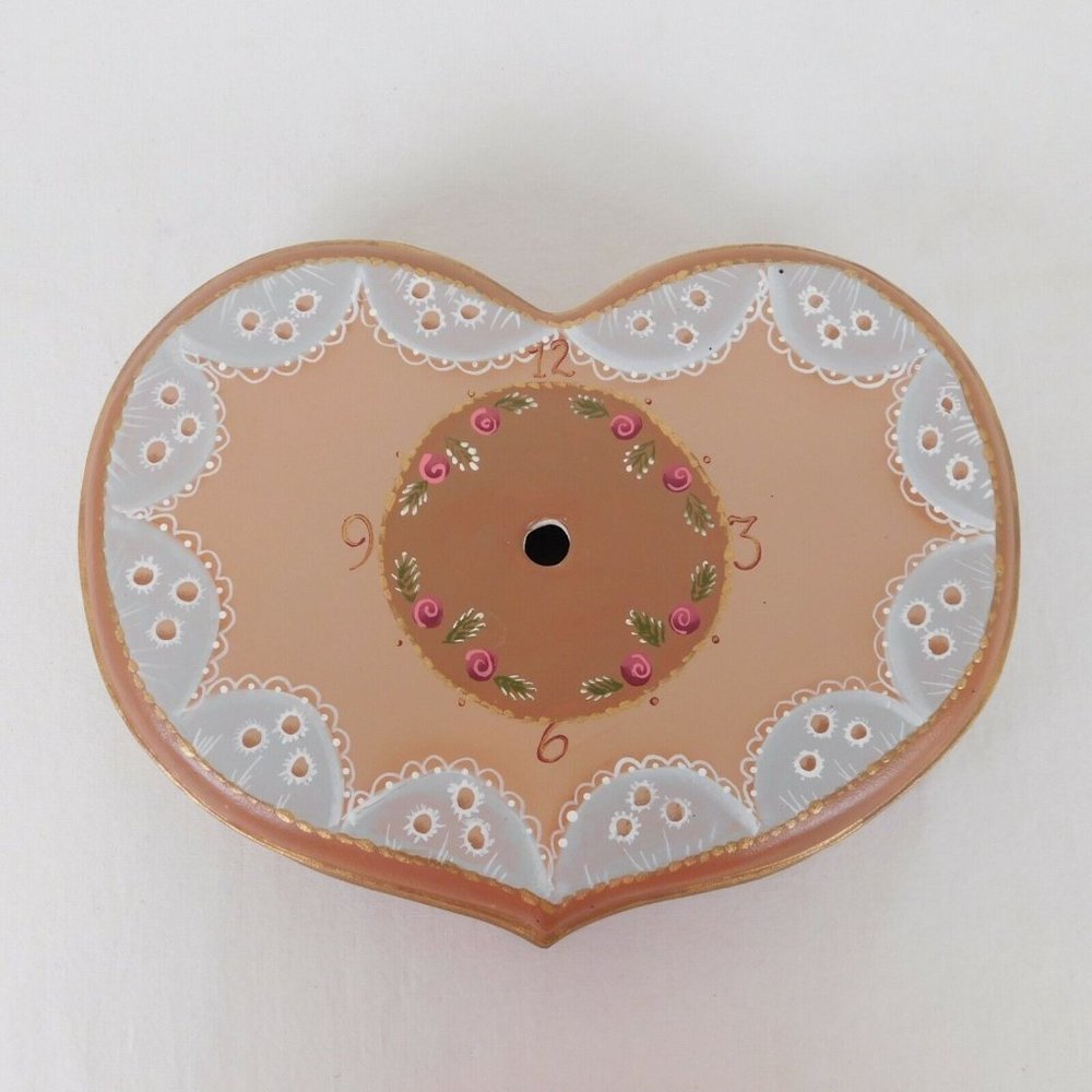 Heart Mold Ceramic Hand Painted UNFINISHED Clock Lace & Floral Look Project